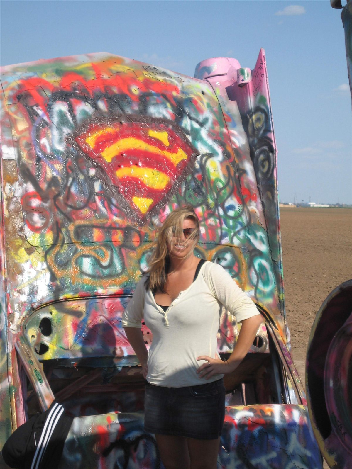 Mary at Cadillac Ranch